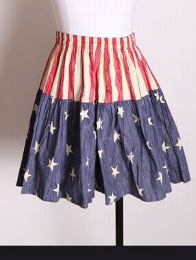 Vintage Red, White, and Blue Star Print Skirt